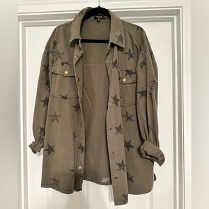 Olive green shacket with stars